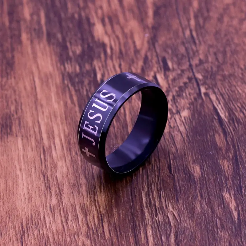 Black Titanium Prayer Ring - Image 2
