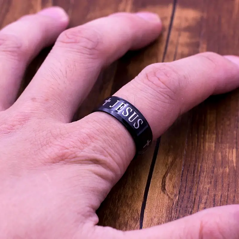 Black Titanium Prayer Ring - Image 3