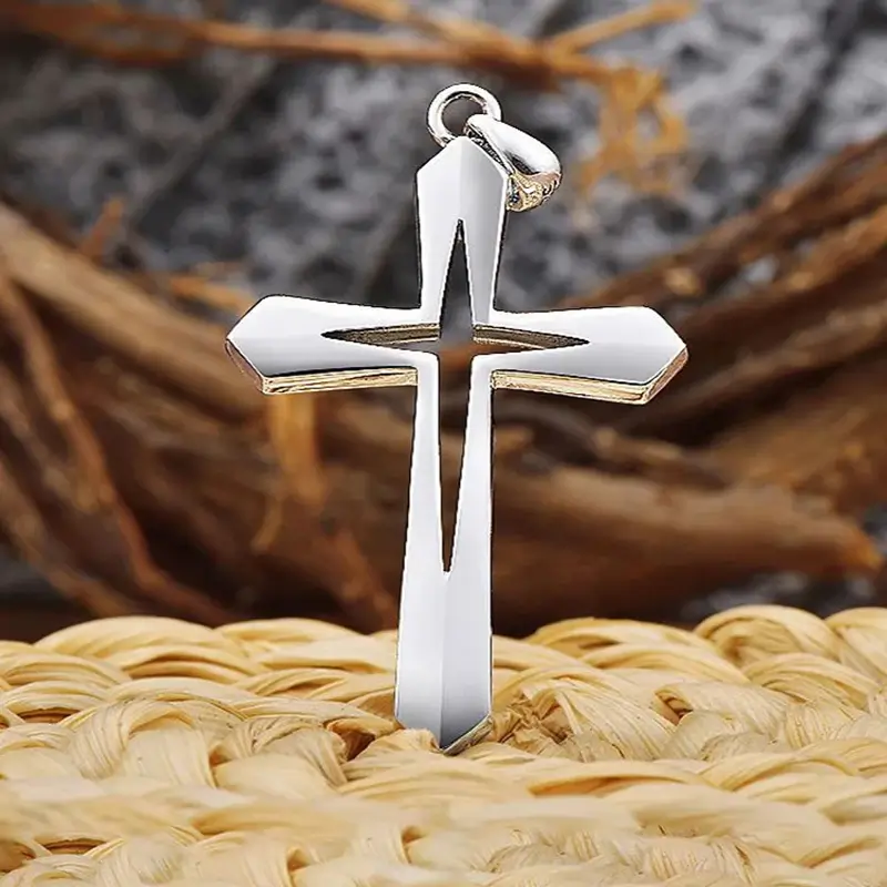Hollow Cross Pendant Necklace - Image 4