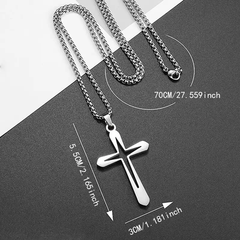 Hollow Cross Pendant Necklace - Image 5