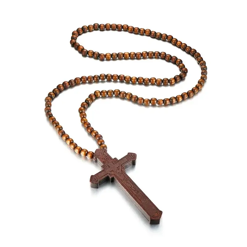 Large Wood Cross Rosary - Image 2