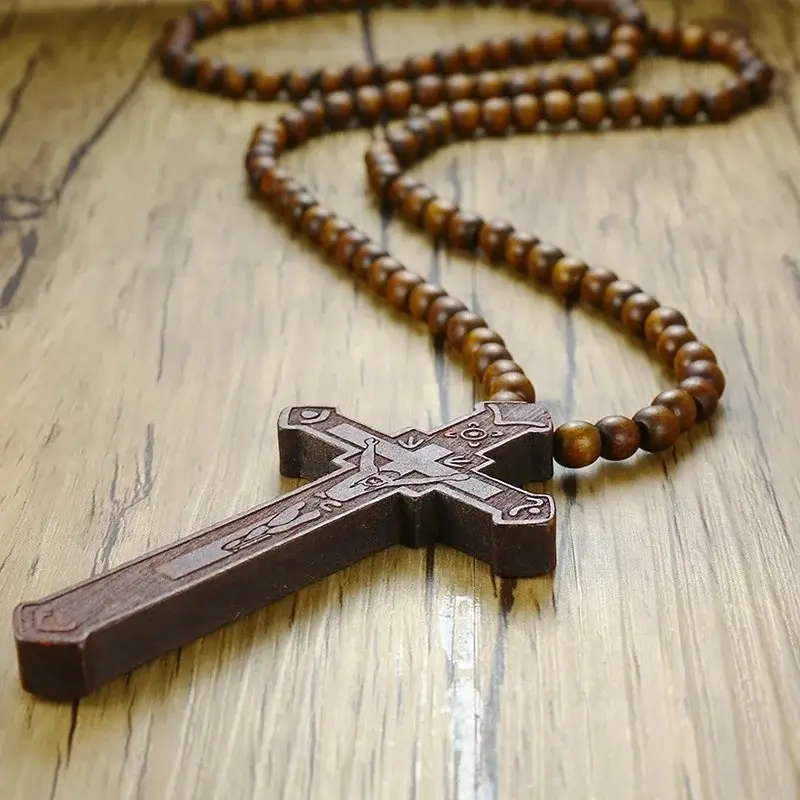 Large Wood Cross Rosary - Image 3