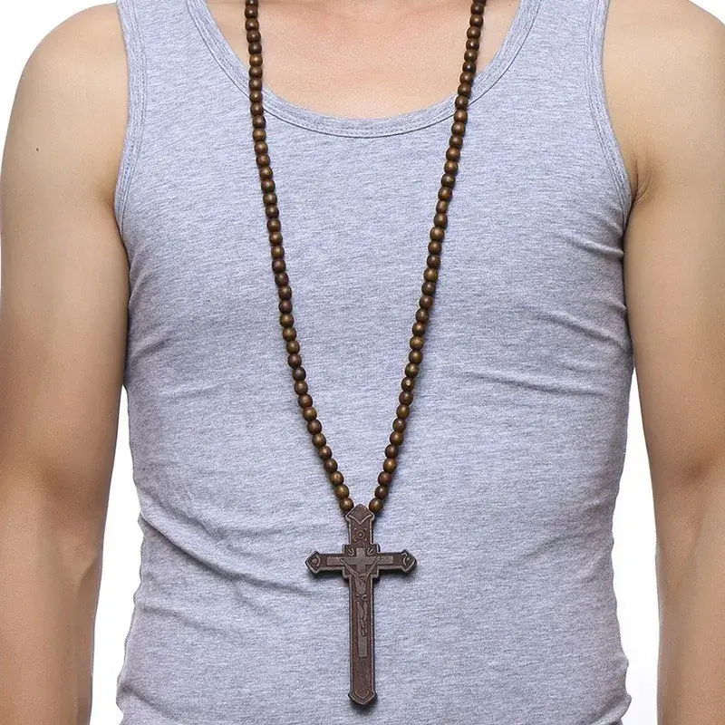 Large Wood Cross Rosary - Image 4