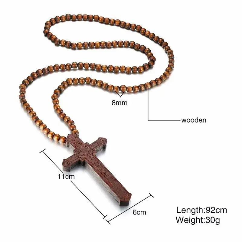 Large Wood Cross Rosary - Image 5