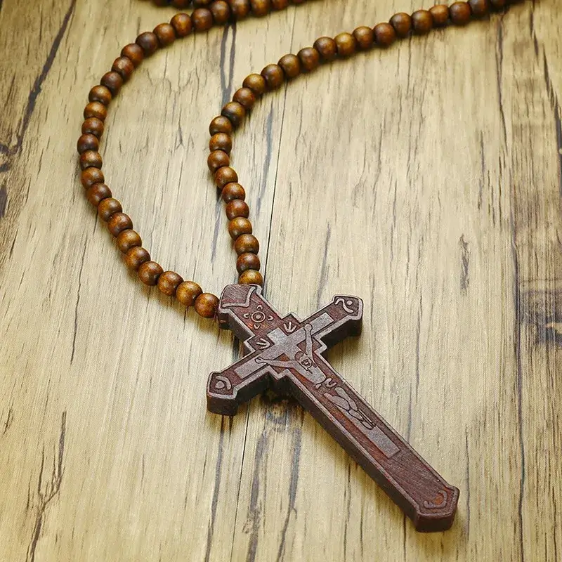 Large Wood Cross Rosary - Image 6