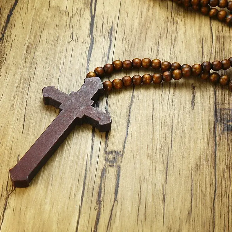 Large Wood Cross Rosary - Image 7