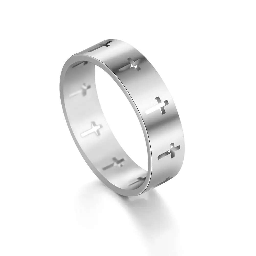 Steel Cutout Cross Ring - Image 3
