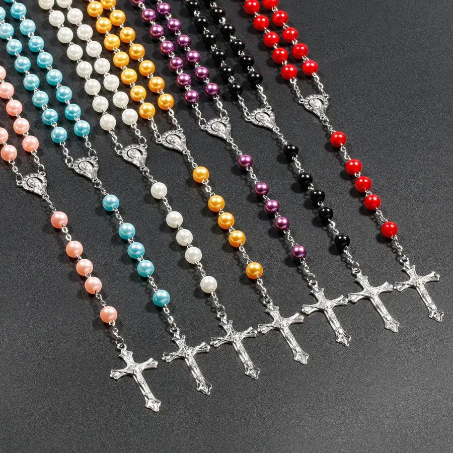 Vibrant Faux Pearl Rosary