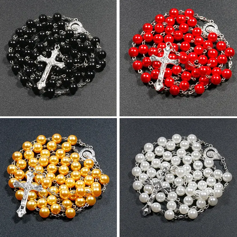 Vibrant Faux Pearl Rosary - Image 2