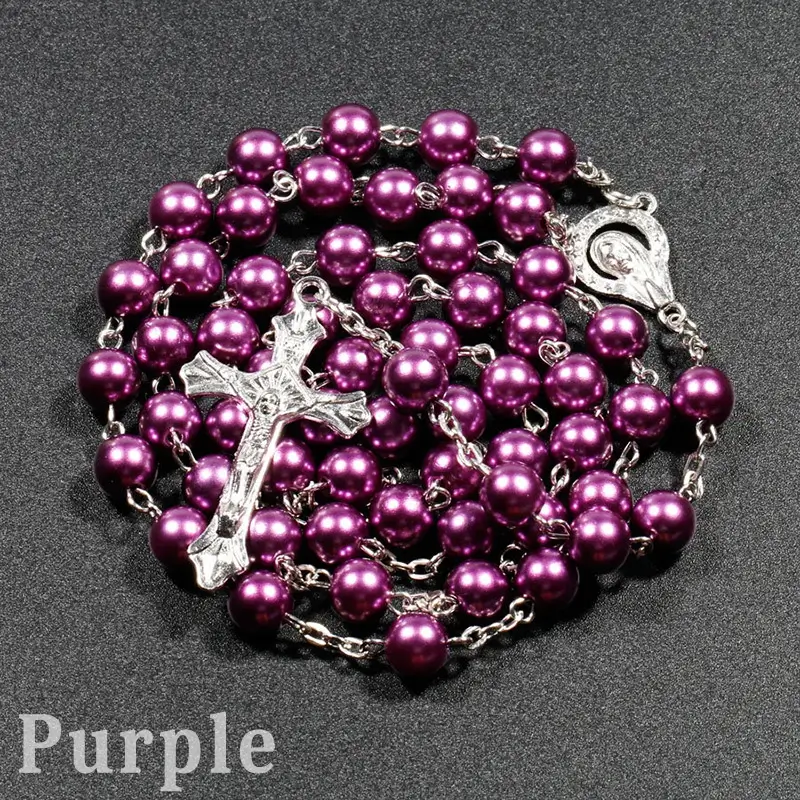 Vibrant Faux Pearl Rosary - Image 3