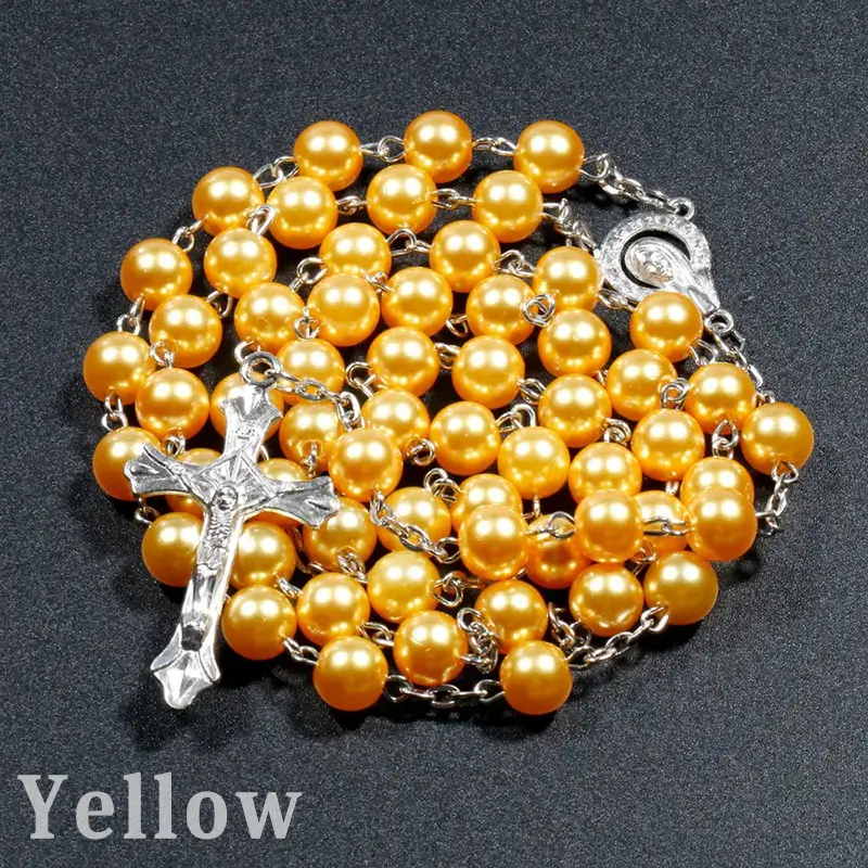 Vibrant Faux Pearl Rosary - Image 4