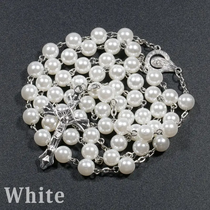 Vibrant Faux Pearl Rosary - Image 5