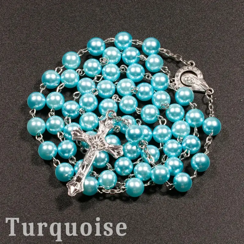 Vibrant Faux Pearl Rosary - Image 6