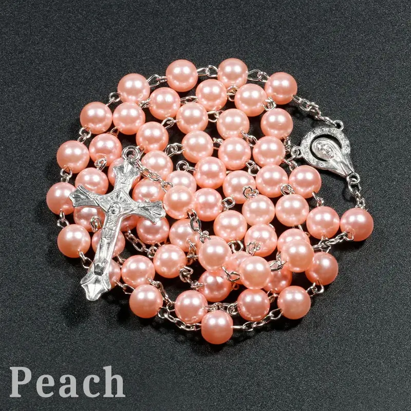 Vibrant Faux Pearl Rosary - Image 7