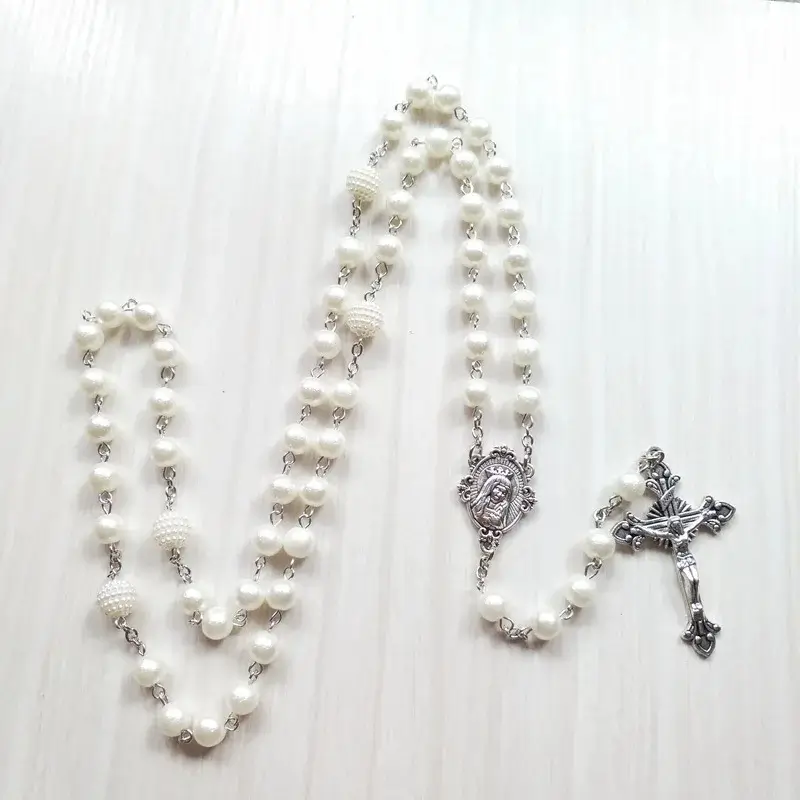 White Acrylic Pearl Rosary